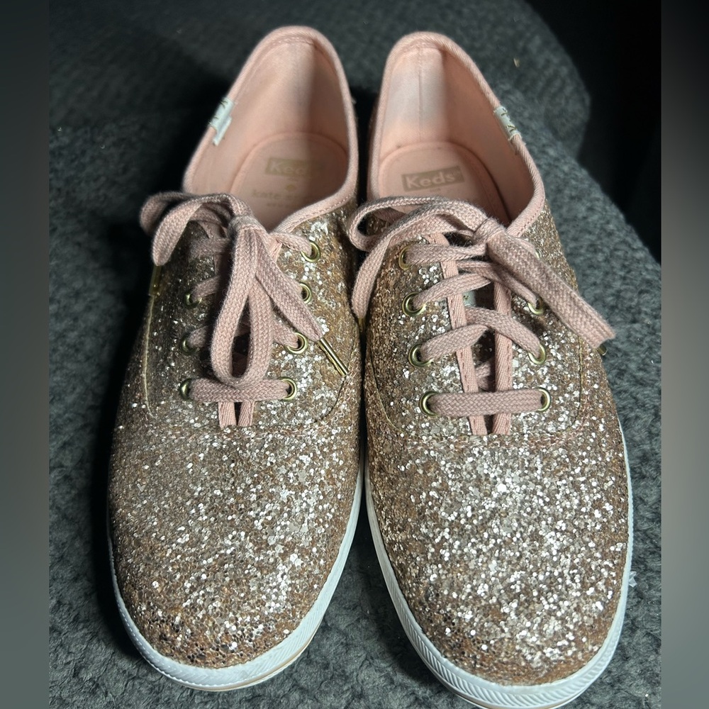 Keds Champion Glitter Sneakers - Rose Gold, Sz 8